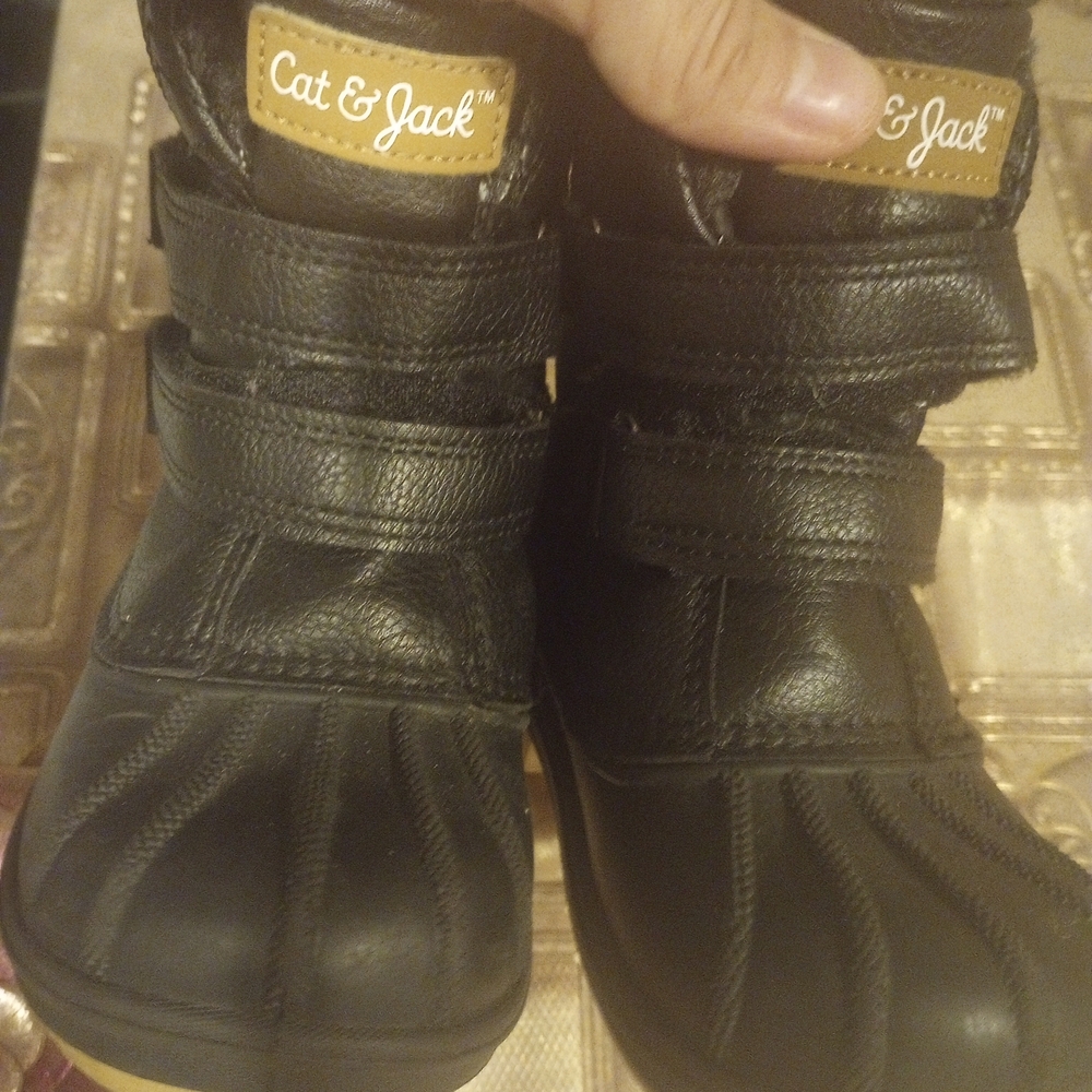 Cat & Jack Black Kids Boots with Tan Accents